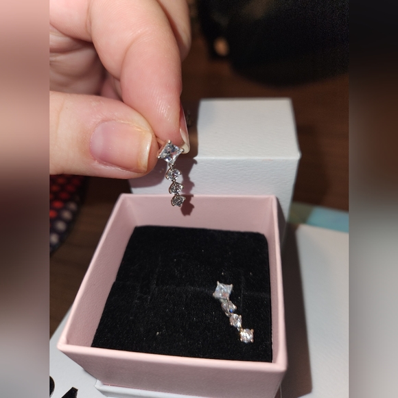 Dangly Square Sparkle Pandora earrings - Picture 3 of 3